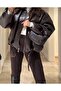 Oversized Leather Jacket with Collar Detail