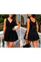 Women's Strappy Double-Breasted Collared Short Janjan Crepe Dress with Bow Detail on the Back - 2