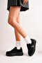 Women's Black Suede Star Butterfly Thick Sole Sneaker - 3