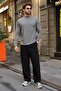 Smoked Half Turtleneck Slim Fit Men's Sweatshirt E7202 - 4