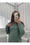 Çağla Leaf Patterned Long Sleeve Waffle Pajama Set - 5