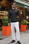 Black Polo Collar Textured Men's Knit Sweater E7511 - 6