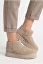Furry Warm Water-Repellent Women's Winter Daily Use Short Mini Thick Sole Boots Beige