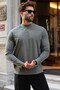 Khaki Half Turtleneck Slim Fit Men's Sweatshirt E7202
