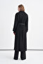 Belted Double-Breasted Long Black Giy Çık 14106 - 6