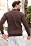 Brown Polo Collar Textured Men's Knit Sweater E7511 - 6