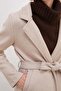 Belted Double-Breasted Collared Long Cashmere Coat - 7