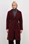 Belted Double-Breasted Collared Long Cashmere Coat - 5