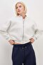 3 Thread Basic Zippered High Neck Crop Sweatshirt - 6