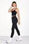 Women's black high waist stretchy leggings - 2