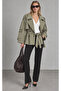 Double-Breasted Collared Short Trench Coat with Belt |   Mkw3811572-1