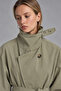 High Collar Belted Long Women's Trench Coat |   Mkw3811573-1 - 4