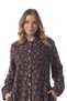 Long Sleeve Flannel Violet Pattern Winter Long Buttoned Dress Purple Purple - 5