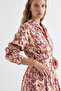 Pleated Slim Fit Shirt Dress with Elastic Waist at the Back - 8