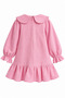 Girl's Dress 100% Cotton with Elastic Sleeves and Baby Collar - 3