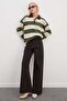 Striped Half Button Polo Neck Knitwear Sweater - 2