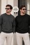 Men's 2-Pack Crew Neck Basic Casual Sweatshirt - Black & Anthracite