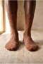 Dark brown men's sock with line pattern - 2
