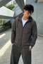 Men's Trend Zippered Seasonal Striped Brown Raincoat & Windbreaker