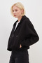 3 Thread Zipper Hooded Bat Sleeve Crop Sweatshirt - 6