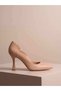 Nude Matte Stiletto Curved Side Cutout Pointed Toe Thin Heeled Women's Shoes Classic Evening Elegance - 4