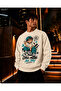 Men's Turquoise and Black Chill Mode Written Crew Neck Casual Regular Fit Sweatshirt