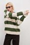 Striped Half Button Polo Neck Knitwear Sweater - 5