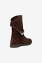 Brown Suede Genuine Leather Round Toe Buckle Detailed Thin Sole Boots - 3