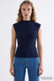 High Collar Sleeveless Regular Knitwear Blouse - 2