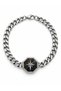 Silver Color Thick Chain Bracelet with Compass Figure and Octagonal Plate Detail - 3