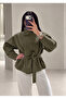 Suede Stand Collar Belted Drawstring Leather Jacket - 6
