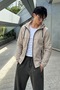 Men's Trend Zippered Seasonal Striped Stone Raincoat & Windbreaker - 6