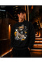 Men's Crew Neck Casual Regular Fit Sweatshirt with Glasses and Hooded Teddy Bear Figure