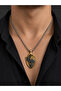 Gold and Steel Color Geometric Figure Shield Design Chain Necklace