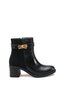 Aurora Alma Women's Heeled Boots 0012030 Black Wrinkled Patent Leather - 5