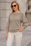 Women's Boat Neck Raglan Sleeves Balloon Sleeve Ribbed Detailed Comfortable Fit Stylish Elegant Casual Mink Knitwear Sweater - 6