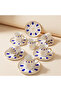 Acem Blue Porcelain Turkish Coffee Cup Set for 6 People - 4
