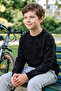 Patterned Text Printed Crew Neck Boys' Sweatshirt