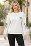 Women's Round Neck Long Sleeve Off Shoulder Leaf Pattern Motif Comfortable Fit Stylish Casual White Sweater - 5