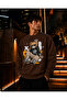 Men's Crew Neck Casual Regular Fit Sweatshirt with Glasses and Hooded Teddy Bear Figure