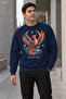 Men's Emerald Phoenix Printed Crew Neck Casual Regular Fit Sweatshirt