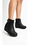 Women's Leather Look Belt Detailed Wedge Heeled Casual Ankle Boots