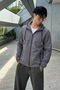 Men's Trend Zippered Seasonal Striped Dark Gray Raincoat & Windbreaker - 6