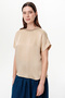 Crew Neck Ribbed Satin Surface Regular Blouse - 2