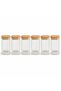 6 Pieces Square Bamboo Lid Striped Glass Spice Jar Set 6X425Ml - 2