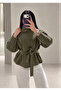 Suede Stand Collar Belted Drawstring Leather Jacket - 5