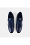 Men's Navy Blue Lace-Up Leather Sports Shoes with Zipper Detail - 6