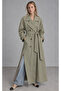 High Collar Belted Long Women's Trench Coat |   Mkw3811573-1 - 2
