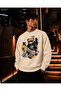 Men's Crew Neck Casual Regular Fit Sweatshirt with Glasses and Hooded Teddy Bear Figure