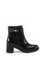 Celeste Mia Women's Heeled Boots 0012035 Black Wrinkled Patent Leather - 5